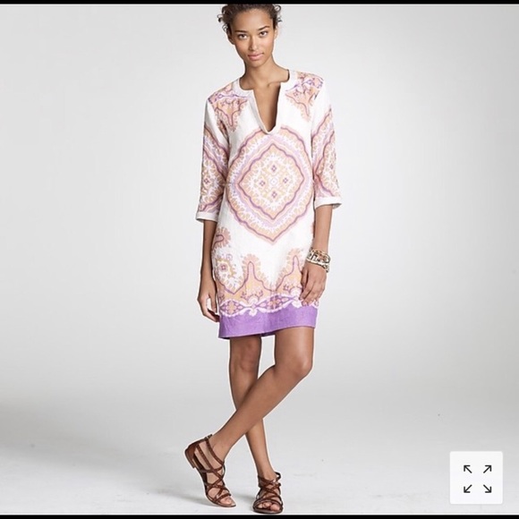 J. Crew Dresses & Skirts - J.Crew printed Bazaar Tunic Linen Dress size 2